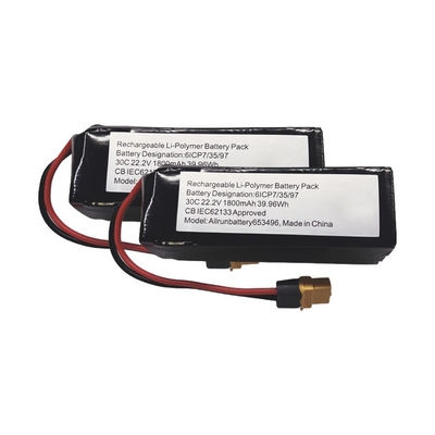 30C 6S1P LiPo-Akku 22,2 V 1800 mAh Lithium-Polymer-Akku Hohe C-Rate