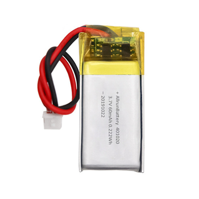 Leichter wiederaufladbarer kundenspezifischer Mini-LiPo-Akku 3,7 V 60 mAh 401020