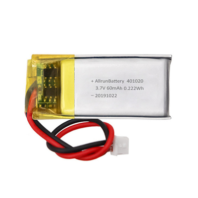 Leichter wiederaufladbarer kundenspezifischer Mini-LiPo-Akku 3,7 V 60 mAh 401020
