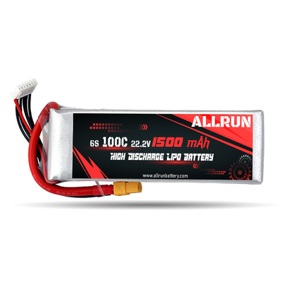 C-Rate LiPo-Akkupack mit hoher Entladung 100C 1500mAh 6S 22,2V
